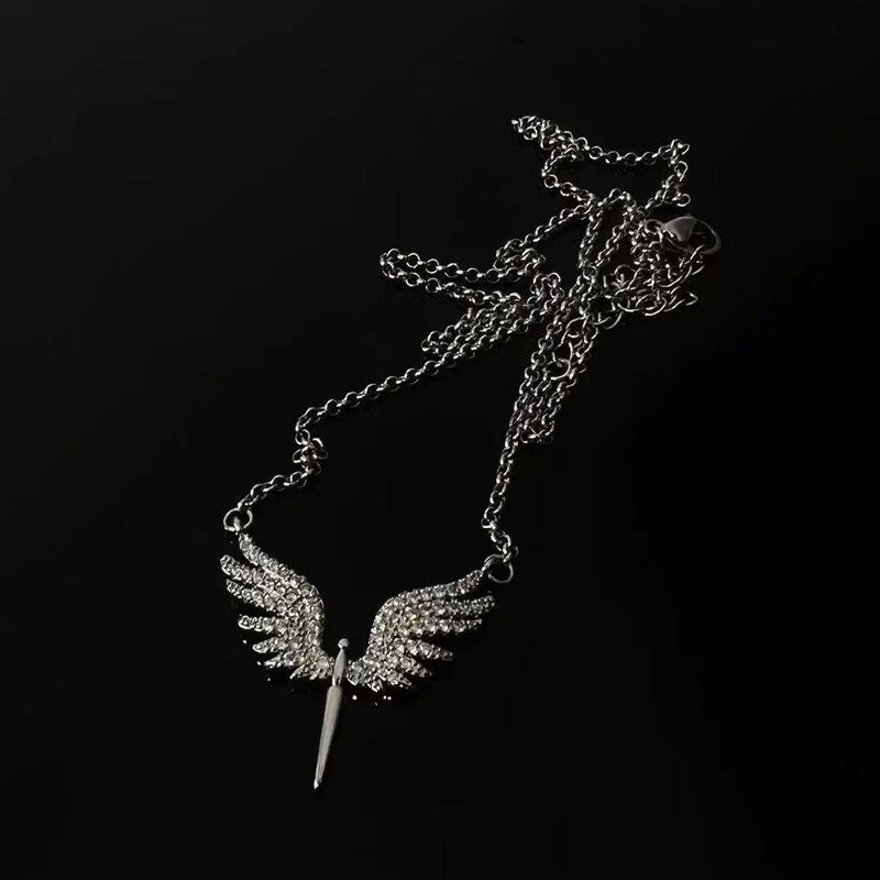 Rhinestone Angel Wing Necklace for Women