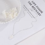 925 Sterling Silver Sparkling Round Necklace for Women