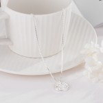 925 Sterling Silver Sparkling Round Necklace for Women