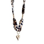Maillard Leopard Print Silk Scarf Necklace for Women
