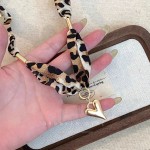 Maillard Leopard Print Silk Scarf Necklace for Women
