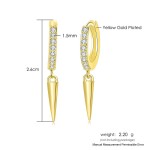 Cone Shaped Rose Gold Zircon Drop Earrings for Women