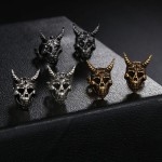 Nordic Viking Ram Skull Stud Earrings for Men & Women