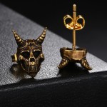 Nordic Viking Ram Skull Stud Earrings for Men & Women