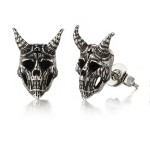 Nordic Viking Ram Skull Stud Earrings for Men & Women