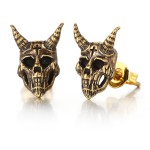 Nordic Viking Ram Skull Stud Earrings for Men & Women