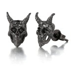 Nordic Viking Ram Skull Stud Earrings for Men & Women