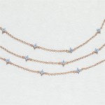 Crystal Clover Choker Necklace for Women Gold Thin Chain Blue Flower