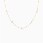 Crystal Clover Choker Necklace for Women Gold Thin Chain Blue Flower
