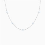 Crystal Clover Choker Necklace for Women Gold Thin Chain Blue Flower