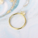 Mini Pearl Thin Ring for Women Light Yellow Gold Minimalist Jewelry