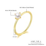 Mini Pearl Thin Ring for Women Light Yellow Gold Minimalist Jewelry