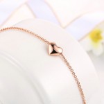 Rose Gold Heart Bracelet for Women - Simple OL Style Wedding Party Jewelry Gift