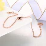 Rose Gold Heart Bracelet for Women - Simple OL Style Wedding Party Jewelry Gift