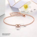 Rose Gold Heart Bracelet for Women - Simple OL Style Wedding Party Jewelry Gift