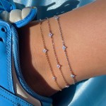 Four Leaf Clover Crystal Anklet for Women - Delicate Kpop Style Thin Chain