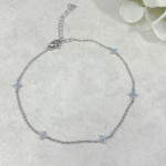 Four Leaf Clover Crystal Anklet for Women - Delicate Kpop Style Thin Chain