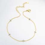 Four Leaf Clover Crystal Anklet for Women - Delicate Kpop Style Thin Chain