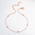 Four Leaf Clover Crystal Anklet for Women - Delicate Kpop Style Thin Chain