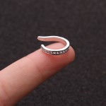 Fake Piercing Cartilage Ear Clip with Micro-Set Zircon, Silver Color