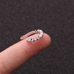 Fake Piercing Cartilage Ear Clip with Micro-Set Zircon, Silver Color