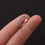 Fake Piercing Cartilage Ear Clip with Micro-Set Zircon, Silver Color