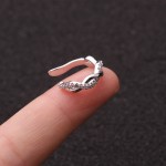 Fake Piercing Cartilage Ear Clip with Micro-Set Zircon, Silver Color