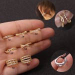 Fake Piercing Cartilage Ear Clip with Micro-Set Zircon, Silver Color