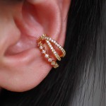 Fake Piercing Cartilage Ear Clip with Micro-Set Zircon, Silver Color