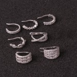 Fake Piercing Cartilage Ear Clip with Micro-Set Zircon, Silver Color