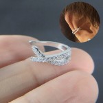 Fake Piercing Cartilage Ear Clip with Micro-Set Zircon, Silver Color