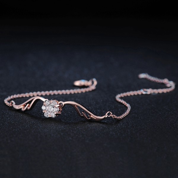 Rose Gold Angel Wing Bracelet with Austrian Crystals for Women