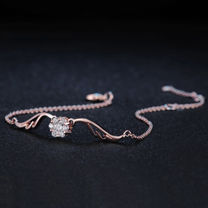Rose Gold Angel Wing Bracelet with Austrian Crystals for Women
