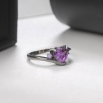 Purple Zircon Heart Ring in Black Gold for Women