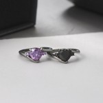 Purple Zircon Heart Ring in Black Gold for Women