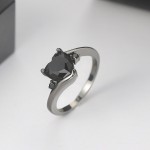 Purple Zircon Heart Ring in Black Gold for Women