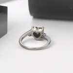 Purple Zircon Heart Ring in Black Gold for Women