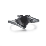 Purple Zircon Heart Ring in Black Gold for Women