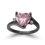 Purple Zircon Heart Ring in Black Gold for Women