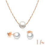 Rose Gold Imitation Pearl Necklace and Earring Set for Women