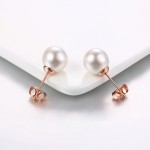 Rose Gold Imitation Pearl Necklace and Earring Set for Women