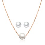 Rose Gold Imitation Pearl Necklace and Earring Set for Women