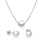Rose Gold Imitation Pearl Necklace and Earring Set for Women