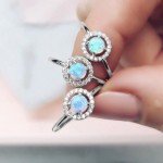 4mm Opal Stone Silver Ring for Women