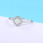 4mm Opal Stone Silver Ring for Women