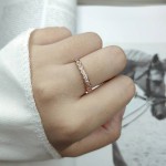Dainty Rose Gold Zircon Geometric Ring for Women