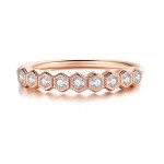 Dainty Rose Gold Zircon Geometric Ring for Women
