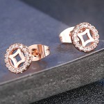 Elegant Rose Gold Hollow Cubic Zirconia Stud Earrings for Women