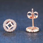 Elegant Rose Gold Hollow Cubic Zirconia Stud Earrings for Women