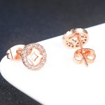 Elegant Rose Gold Hollow Cubic Zirconia Stud Earrings for Women